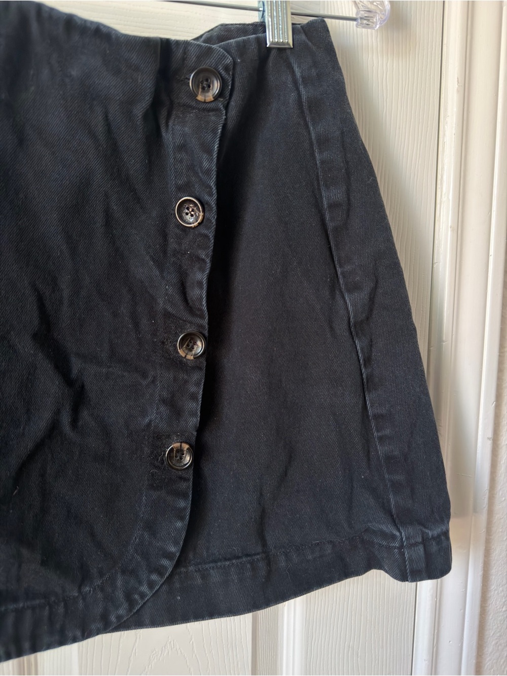 BDG Urban Outfitters Black Wrap Mini Skirt Button Front Cotton Size Large - Picture 6 of 8